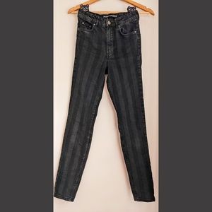 Zara Trefaluc Two-Tone Black Striped Skinny Jeans